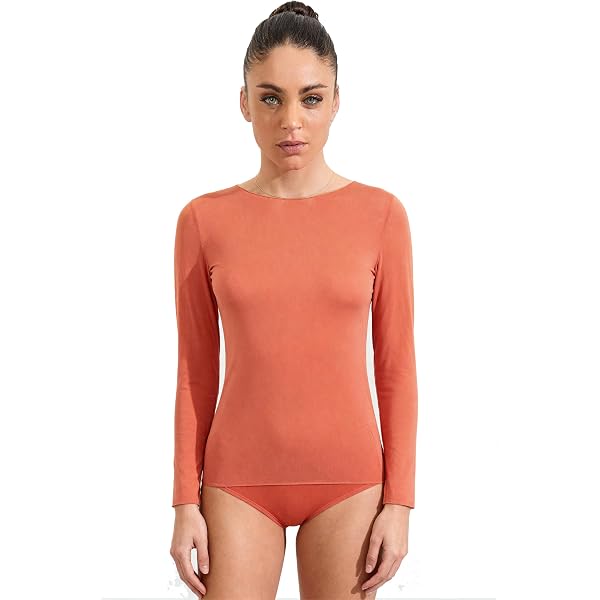 T-shirt Manches Longues Femme Col V Profond - Modal Cashmere élastique, Doux Et Chaud | Lovable