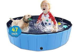 LIEIE Hundepool für Große Hunde 120x30CM Faltbar Hundepool, Hundebadewanne für Hunde Katzen Enten Kinder Anti-Rutsch-Platten Swimmingpool Verdickt PVC Hunde Planschbecken Schwimmbecken Kinderpool