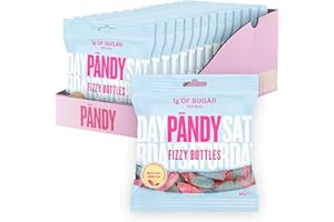‎PÄNDY PANDY FIZZY BOTTLES – Low carb süßigkeiten - Gesunde Süßigkeiten Fruchtgummis – Geschmack von säuerlich-erfrischendem Kaugummi, nur 1 g Zucker und 85 Kalorien, 14 × 50 g