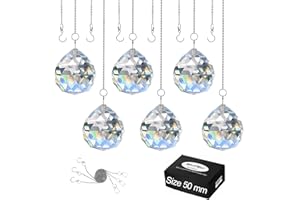 MerryNine Clear Crystal Ball Prism Sun Shine Catcher Rainbow Pendants Maker, Prismes de cristaux suspendus pour les fenêtres, pour le Feng Shui, pour les cadeaux. (6, 50mm)