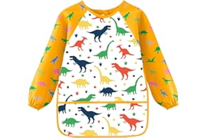 MORLUKS Grembiule pittura bambini 3-8 anni, grembiule pittura bambini unicorno dinosauro, grembiule artigianato bambini con 3 tasche, grembiule pittura scuola 1, classe ragazze ragazzi, lunghezza 58cm