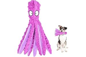 RIO Direct Dog Plush Toys Octopus - No Stuffing Dog Squeaky Toys with Crinkle Paper, Sturdy Dog Chew Toys Funny Interactive Toys for Small to Medium Dogs Training and Playing