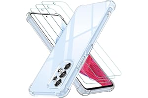 ivoler Klar Hülle für Samsung Galaxy A53 5G mit 3 Stück Panzer Schutz Glas, Dünne Weiche TPU Silikon Transparent Stoßfest Schutzhülle Durchsichtige Kratzfest Handyhülle Case