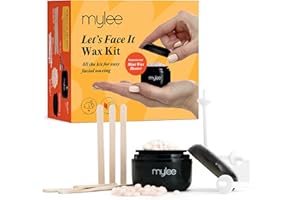 ‎MYLEE Mylee Let's Face It Waxing-Set für das Gesicht mit Mini-USB-Erwärmer, 50 g Präzisionswachs (Pfirsich und Kamille), Wachspachtel, Applikatoren für Ohren- und Nasenwachs