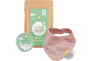 LÖWENKIND Rotznäschen-Set für die Erkältungszeit bei Babys und Kindern | Natürliche Kräuterpads ohne Zusatz ätherischer Öle Ab Geburt anwendbar Von Hebammen empfohlen 75 Tage Anwendung (Altrosa)