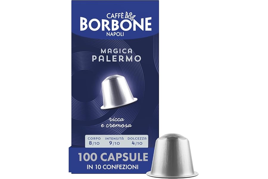 Caffè Borbone Miscela Magica Palermo - 100 Capsule ALLUMINIO (10 confezioni da 10) - Compatibili con le Macchine ad uso domes