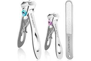 OUSEN BEAUTY Nail Clippers for Thick Nails, Extra Wide Jaw Opening Nail Cutter for Hard Toenail, Stainless Steel Fingernail Big Toenail Trimmer with Nail File 3 Pcs Set for Large Toenail Seniors & Men & Women