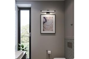 TYhogar LED 8W IP44 Mirror Wall Lamp Oświetlenie łazienkowe Matt Black Oświetlenie wewnętrzne z przełącznikiem 40cm 3000K Lampy ścienne do obrazów i gablot Regulowane ramię Lampy do czytania