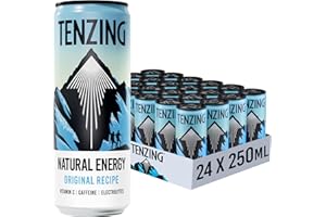 TENZING Natural Energy Drink, Plant Based, Vegan, & Gluten Free Drink, Original Recipe, 250ml (Pack of 24) - Packaging may vary