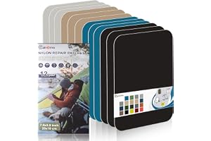 Cahomo Reparationslappar i nylon, 12 st 10 cm x 20 cm, svart, vit, kaki, himmelsblå, reparationssats för kläder, utomhusutrus