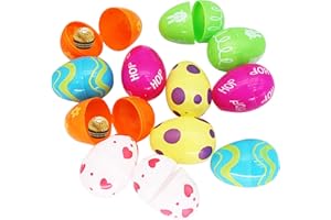 XULIN Colored Plastic Easter Eggs to Fill for Egg Hunt, 12PCS Fillable Empty Surprise Decors Arts and Crafts-Small Kids Springtime Treats Favours, Colorful 4, M
