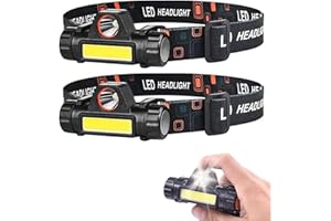 YiYFiT Lot de 2 torches rechargeables, super lumineuses, avec indice IPX6 réglable à 90 °, étanche, tête réglable, pour la course, la pêche, le camping, la randonnée, les enfants, les adultes