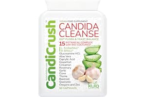 KULA NUTRITION CandiCrush - Candida Cleanse Complex - Herbal Thrush Tablets - Natural Candida Treatment for Women and Men with Probiotic Live Friendly Bacteria for Yeast Infection - 60 Vegan Capsules