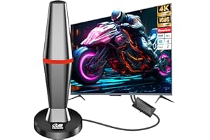 QGCLEARSO 2025 TV Aerial,Indoor TV Aerial for Smart TV with Signal Booster 560+ Miles Range Long Range Amplified HD TV Antenna Support 4K 1080P HD Local Channels - 10FT Cable