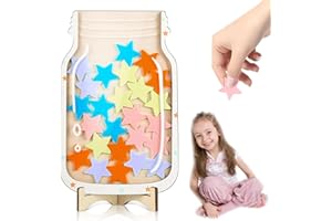 BGTLJKD Belohnungsgläser für Kinder, Star Reward Jars, Personalisiertes Belohnungsglas, Stern-Belohnungsglas für Kinder, Belohnungsglas Klassenzimmer, Sterne Anreizglas aus Holz für Heimschüler