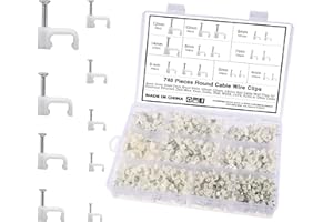 Kinsinder 740 Pezzi Fermacavi Quadrati, Fermacavo con Chiodo Fermacavi Rotondi Fermacavi Muro Chiodini per Cavo Elettrico, Ethernet, Cavo Coassiale, Cavo Piatto