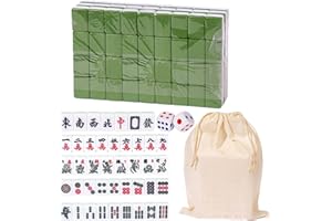 Rianpesn Mahjong Version Chinoise Traditionnelle - Jeu de Plateau de Voyage Avec 144 Tuiles, Accessoires de Divertissement