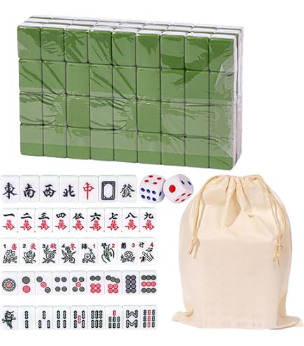 144 pezzi Set da Gioco Mahjong con Dadi - Mahjong da Viaggio Portatile