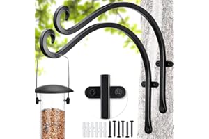 Qiang Ni Bird Feeders Hanger (2 Pieces/12 Inch) Outdoor Plant Hanging Brackets More Stable and Sturdy Hanging Plant Bracket. (Black) (Black-2pcs, 12" Black)
