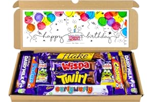 SWEETIE BOUQUETS Happy Birthday Chocolate Hamper, Letterbox Chocolate Gift Box of 10 Fullsize Cadbury Dairy Milk Chocolate bars, for 13th 16th 18th 21st 30th 40th 50th 60th Birthday Gifts For Women & Gifts For Him