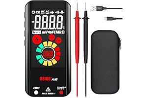 BSIDE Mini Multimetro digitale ricaricabile con display LCD a colori 3 risultati Multimetro intelligente proabile 9999 conteggi Misure Tensione AC DC Resistenza Diodo Hz NCV Filo vivo