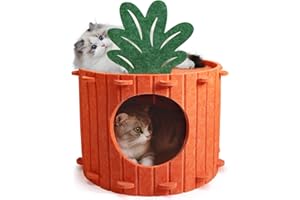 BERTIFIVE Cat Cave Bed for Indoor Cats, Carrot Cat Cave Felt, Cat House 40 x 40 x 30 cm, Scratch Resistant Felt Cat Caves, Foldable Cat Bed,Pet Cat Hideaway Tent