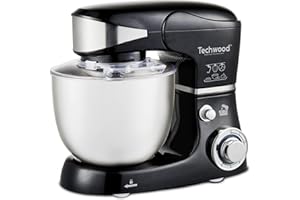 Techwood TRO-1056 Robot Amasado – 5 – 1000 W, Metal, 6 Velocidades, Negro