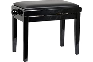 Innox PB 40BK banquette piano noir brillant, cuir noir