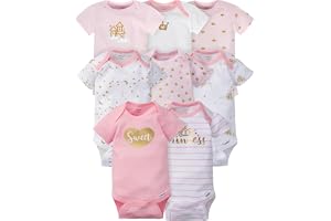 Gerber Baby flickor 8-pack kortärmad body body baby och småbarn t-shirt set (paket med 8)