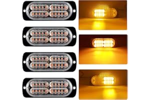 yifengshun 20-LED Amber Strobe Lights for Car,Super Bright LED Light Bar with 16 Flashing Mode Flashing Beacons for Car Vehicle Truck SUV Van 12-24V-4Pcs