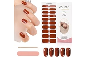 Kalolary 20PCS Strisce per smalto gel per unghie, Rosso Adesivi per smalto per unghie Full Wraps Lampada UV / LED Adesivi per unghie in gel curati con Lima per unghie e Stick (Rosso scuro)