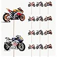 AK Giftshop Moto GP Motorbikes Birthday Party Food Cupcakes Picks Decorations Toppers (Pack of 14)