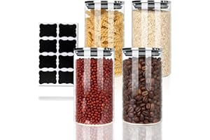 FoiiLiio 650ml Tarros de Cristal con Tapa Juego de 4 Botes de Cristal con Tapa Aceros Inoxidables Frascos de Vidrio Hermética, para Cereales Judías Avena