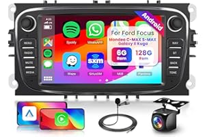 [6G+128G] 8-Core-Autoradio für Ford Focus II mk2 Mondeo S-Max C-Max Galaxy Android Autoradio mit Bluetooth GPS, Hodozzy 7-Zoll-Touchscreen mit Wireless Carplay Android Auto, WiFi USB, DSP, FM RDS
