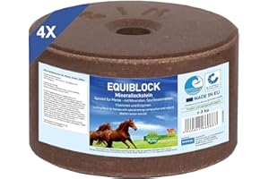 imima Pierre à lécher minérale Cheval EQUIBLOCK Pierre à lécher Set 4 x 3kg - Pierre à lécher pour Chevaux chèvres gibier et Boeuf - Pierre à lécher de sel Pierre minérale
