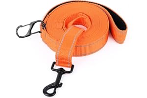 WODONDOG Dog Training Lead 2m 3m 5m 10m 15m Reflective Nylon dog Leash with Padded Handle Long Line Dog Lead Leash for Small Medium Large Dogs Puppy Pets Recall Training Walking Backyard (Orange, 2M)