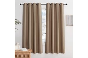 KGORGE Vorhänge Wärmeisolierend Wohnzimmer 2er Set 175 x 140 cm(HxB) Thermovorhang mit Ösen Schlafzimmer Gardinen Kurz Blickdicht Blackout Curtains for Bedroom, Cappuccino