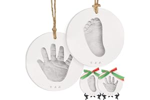 KEABABIES Kit per Ricordo di Ormeggi di Impronte di Mani del Bambino - Stampe Personalizzate per Bambini Ornamenti per Neonati - Arte di Memoria di Vivaio - Regalo del Registro del Bambino (Silver Paint)