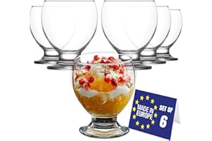 NORDIC SCHILLER LAV Copa de Helado de Vidrio, Copa Postre, 6PZs, 250ml, SIN PLOMO, Cuencos De Helado, Vasos Postre, Tazas Helado, Plato de Postre, Copas Helado Cristal, Cuencos de Postre, Ice Cream Bowls