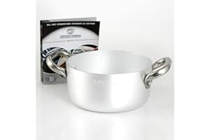 Pentole Agnelli ALMA10416, Casseruola Alta in Alluminio con 2 Maniglie in Acciaio, Alluminio Professionale 3mm, Diametro 16 cm