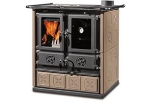 SONY PICTURES La Nordica Rosetta Maiolica Cuisinière en Fonte - Poêle au Bois - Tortora - Chauffage - HEATING_STOVE
