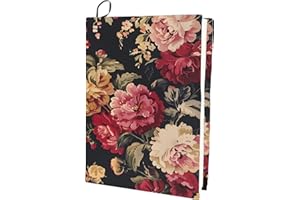CRASPIRE Copertina per Libro Elasticizzata con Fiori Motivo Floreale Peonia Lavabile Riutilizzabile Grande in Nylon Protezione per Libri Elastica per Quaderni per Libri con Copertina Rigida