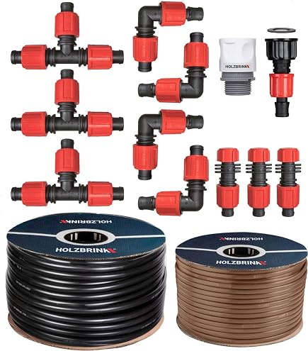 HOLZBRINK Raccordo Per Tubi Da Irrigazione 16 Mm (5/8″) – Gomito HBZ-05 – Sistema Easy & Quick – Tenuta Stagna