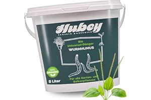 HUBEY Wurmhumus für Pflanzen (5 l) - Komposterde für Balkon u. Garten - Natürlicher Stickstoffdünger - Humus für Gartenerde - Bio Dünger, Universaldünger