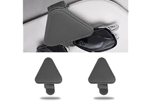 Adorila 2 Pack Sunglasses Holders for Car Sun Visor, Magnetic Leather Glasses Eyeglass Holder, Eyeglass Hanger and Ticket Card Clip (Black)