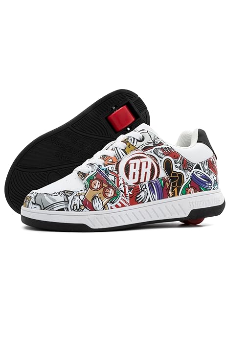 Scarpe Con Rotelle 2 In 1 Per Bambini - Sneakers E Pattini, Maglia Traspirante, Bianco/Nero - Foto 11