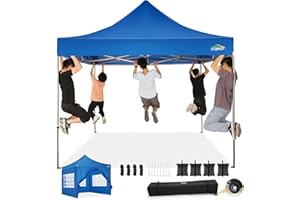 COBIZI pavillon 3x3 wasserdicht stabil Winterfest, faltpavillon Outdoor faltbar partyzelt，pop up pavillon klappbar gartenpavillon mit 4 Seitenteilen und Laufradtasche, Blau （420D Oxford-Plane）
