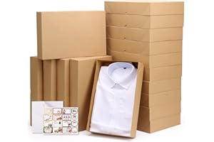 GIIFFU Boîtes Cadeaux en Kraft avec Couvercles Assortment-16 Pièces Lot de Boîte Emballage Cadeau de Noël pour Chemises, Boîte à Cadeaux avec Papier de Soie et Autocollant pour Anniversaire, Mariage