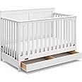 Graco Hadley 5-in-1 Convertible Crib with Drawer (White) – GREENGUARD Gold Certified, Crib with Drawer Combo, Full-Size Nursery Storage Drawer, Converts to Toddler Bed, Daybed