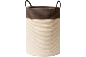 LA JOLÍE MUSE LA JOLIE MUSE Panier Tressé En Corde De Coton - Panier En Coton Haut, Panier À Linge Pour Couverture, Jouets Pour Enfants, Panier À Linge Pour Chambre D'Enfant, Avoine, 72 Litres